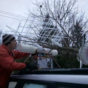 artist mounts a 9-foot-tall sculpture on top of the car, to transport it to The Gallery, L.E. Shore Library, Thornbury. Matrix of Beauty, an original handmade freestanding LED light sculpture by Lumencrafter showed at the2017 Grey Highlands Artists Collective exhibition, Sacred Spaces: Altars by Artists at The Gallery, L.E. Shore Library.